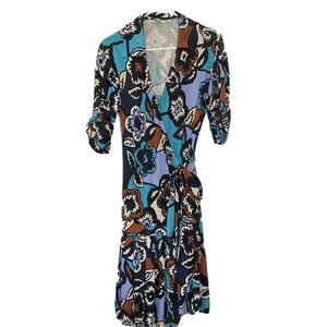 Diane von furstenberg wrap dress floral 3/4 sleeve